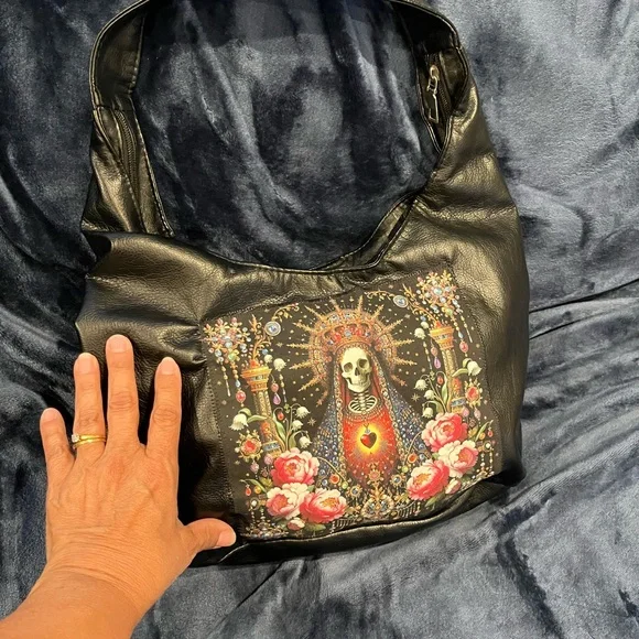 Black Floral Graphic Women's Bag - Picture 2 of 4